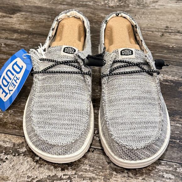 Hey Dude Loafers Shoes Womens Size 6 Wendy Stretch Yin Yang Gray Comfy‎ NEW - Picture 2 of 10